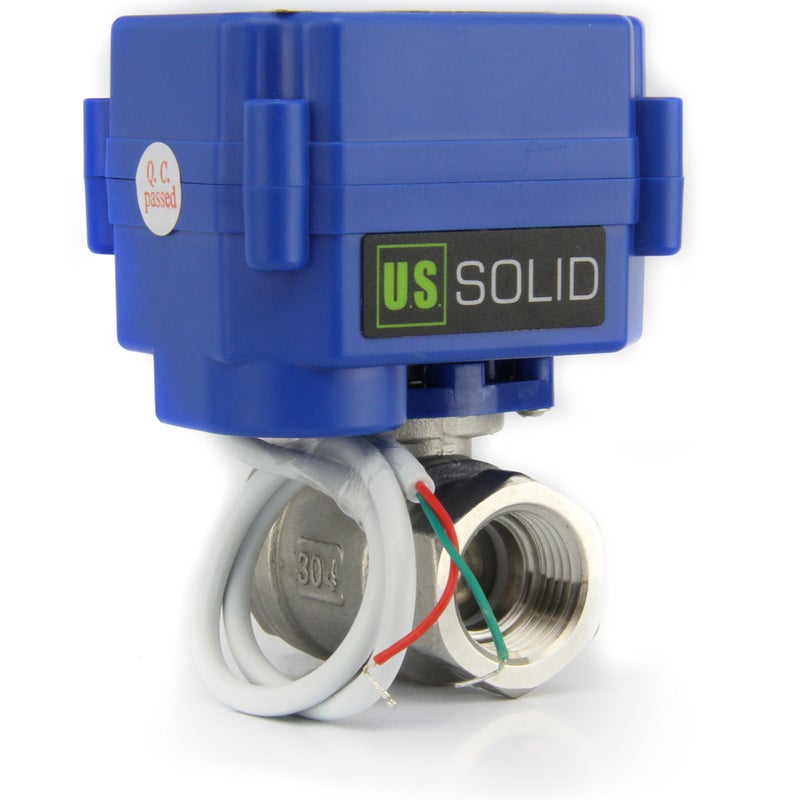 U.S. Solid Motorized Ball Valve- 1/2" Stainless Steel Ball Valve with Full Port, 9-24V DC and 2 Wire Reverse Polarity Normally Closed - Image 2